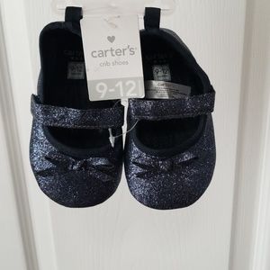 Carter's Navy Sparkle Crib Shoes NWT